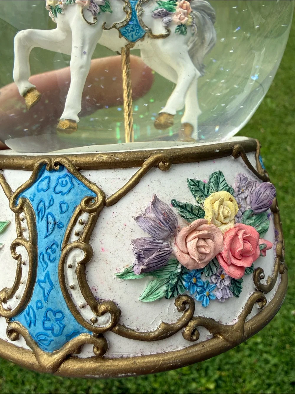 Vintage San Francisco Music Box Co -Carousel Horse Water Globe - “Ice Castles”